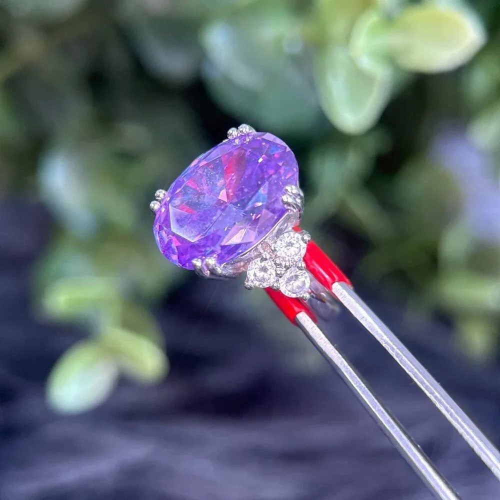 Oval‎ Shaped Amethyst Silver 925 Ring